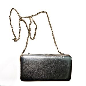 Gold clutch with phone strap and gold chain